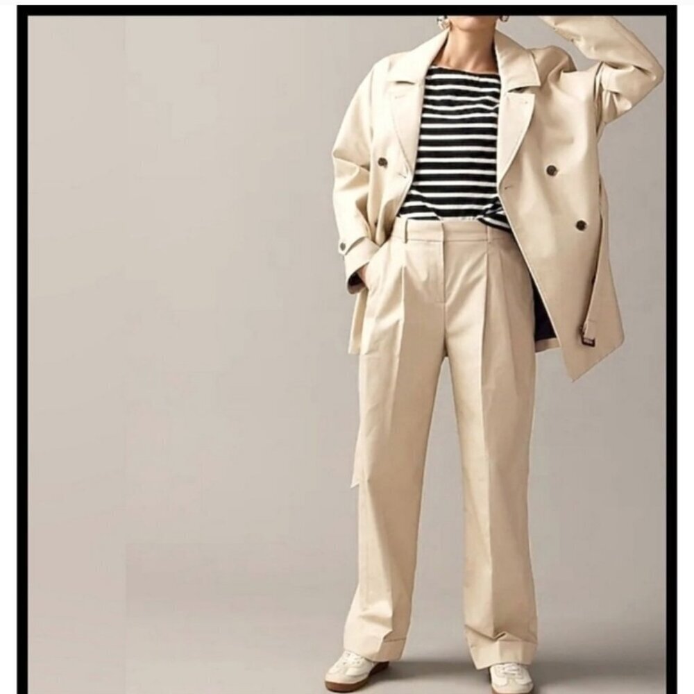 J Crew Collection Essential Wide Leg Tan Trousers Size 14